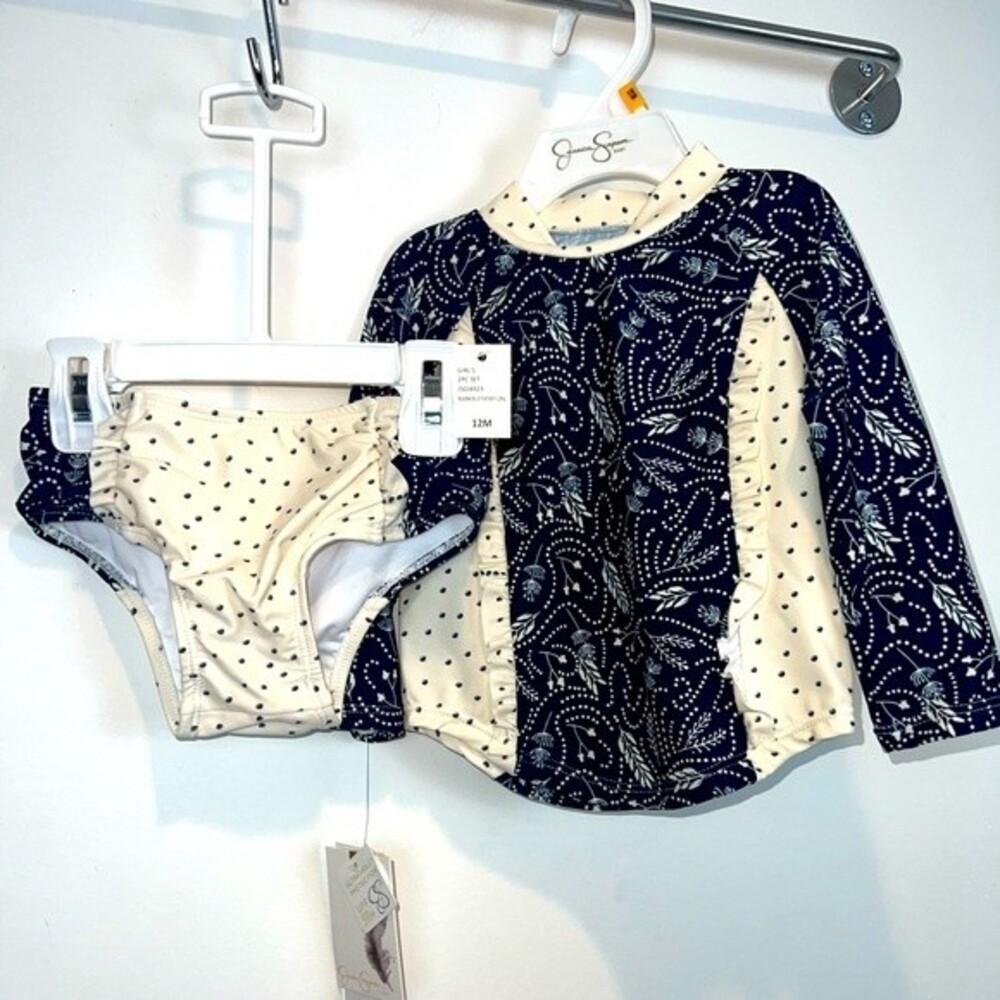 Jessica Simpson Long Sleeve UPF 50+ baby swimsuit 12M